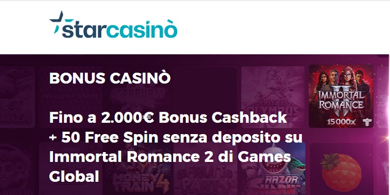 StarCasinò lancia un nuovo welcome bonus con il cashback
